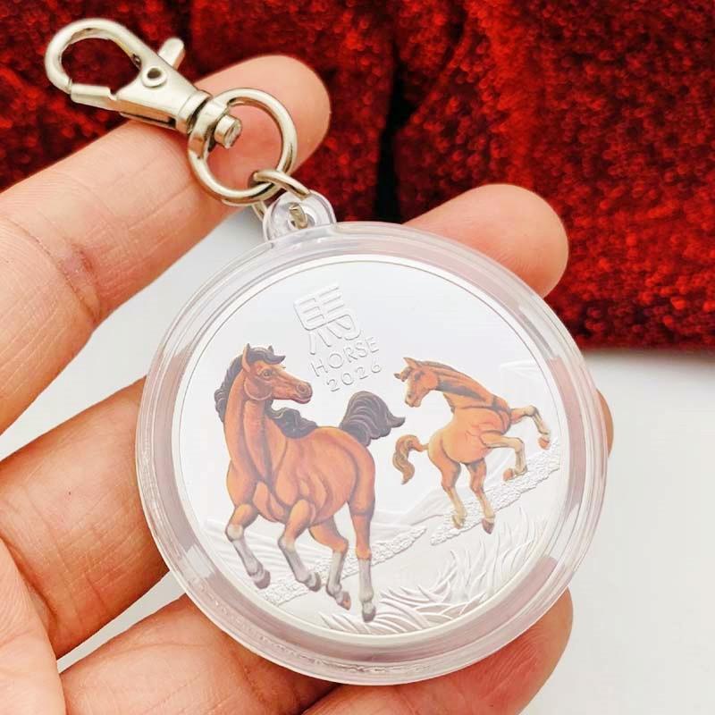 2026 Australian zodiac horse, silver plated color printed commemorative medal, creative ornament, bracket, zodiac year coin, gift coin