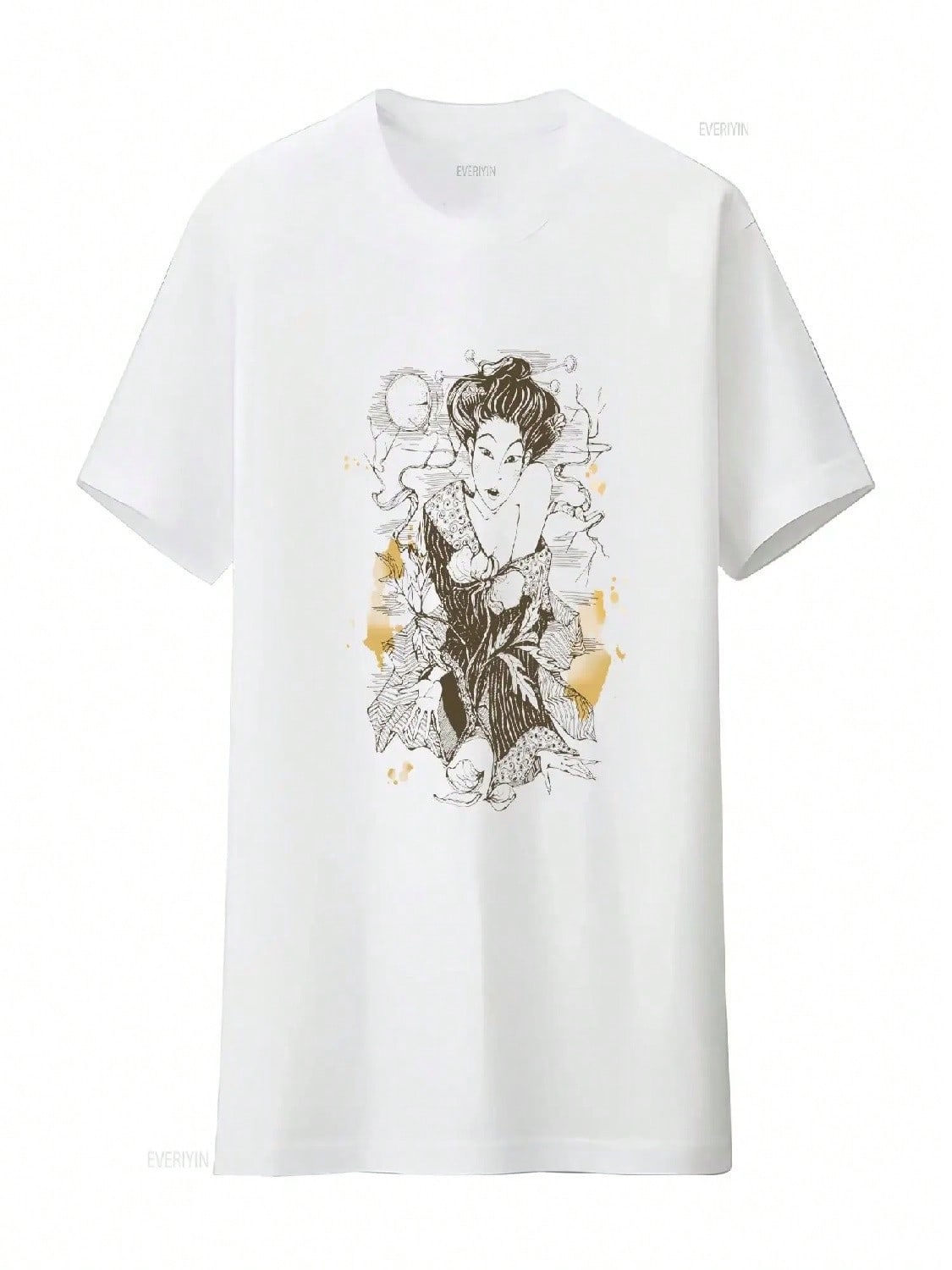 Japanese Geisha T Shirt Culture Tokyo Japan Streetwear Aesthetic Clothing Heavy Cotton Vintage Washed Casual Unisex Stylish S разноцветный