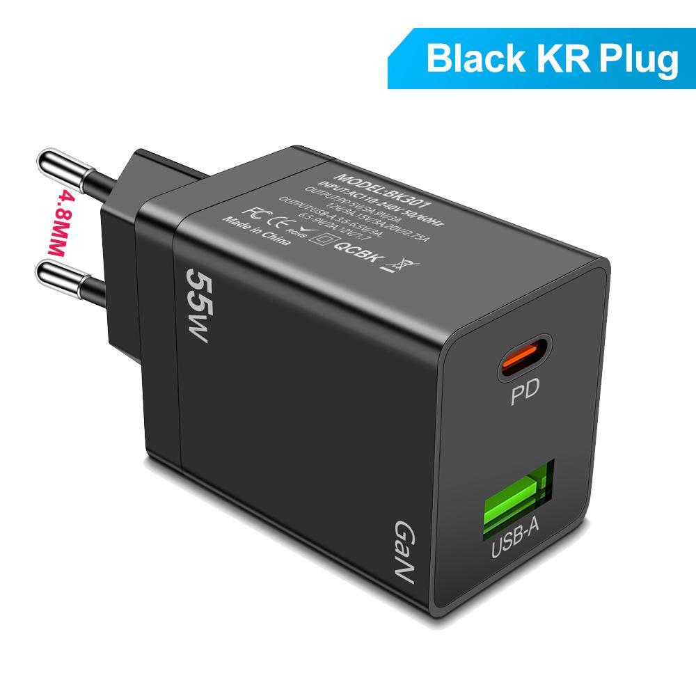 55W GaN PD Fast Charger - EU/US/UK Plug Adapter for Phones & Computers
