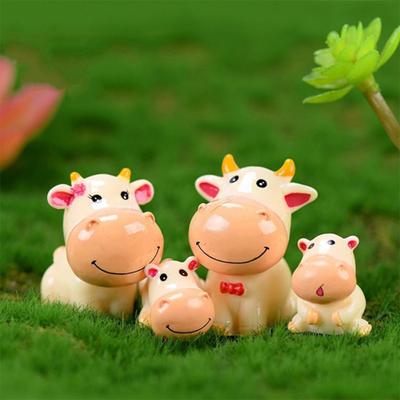 4Pcs/Set Cow Family DIY Miniature Landscape Ornament Garden Bonsai Decoration