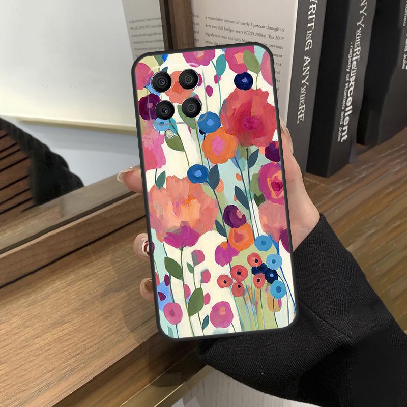 Colourful Flower Painting Art Case For Samsung Galaxy M56 M06 M16 M36 M52 M32 M12 M54 M34 M14 M35 M55 M15 M11 M31 M13 M53
