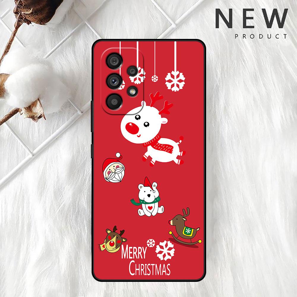 Snømann Juledeksel For Samsung Galaxy A52 A12 A51 A32 A21s A71 A32 5G A12 A22 A53 A31 A13 A72 A02s A41 A03 A04 Telefondksel