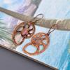 Natural Pink Sapphire Copper Dangle Daughter Gift Electroformed Earrings Jewelry V-103