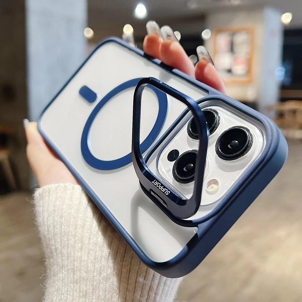 Free Alloy Lens Film of the Same Color, Suitable for Apple 16 Mobile Phone Case 14promax Transparent 16pro Magnetic Suction Bracket 16.