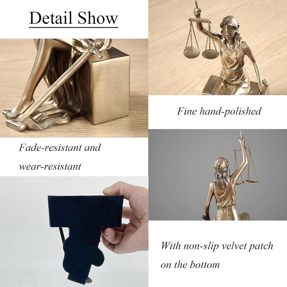 1 Stück Harz Lady Justice Statue Figur Dekorative Buchstützen Heimdekoration Römische Göttin Skulptur Geschenke Am besten für Anwälte und Recht
