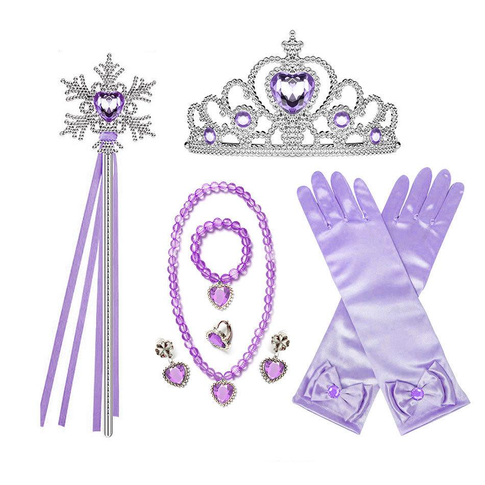Children'S Accessories Set Love Snowflake Crown Magic Wand Princess Necklace Gloves