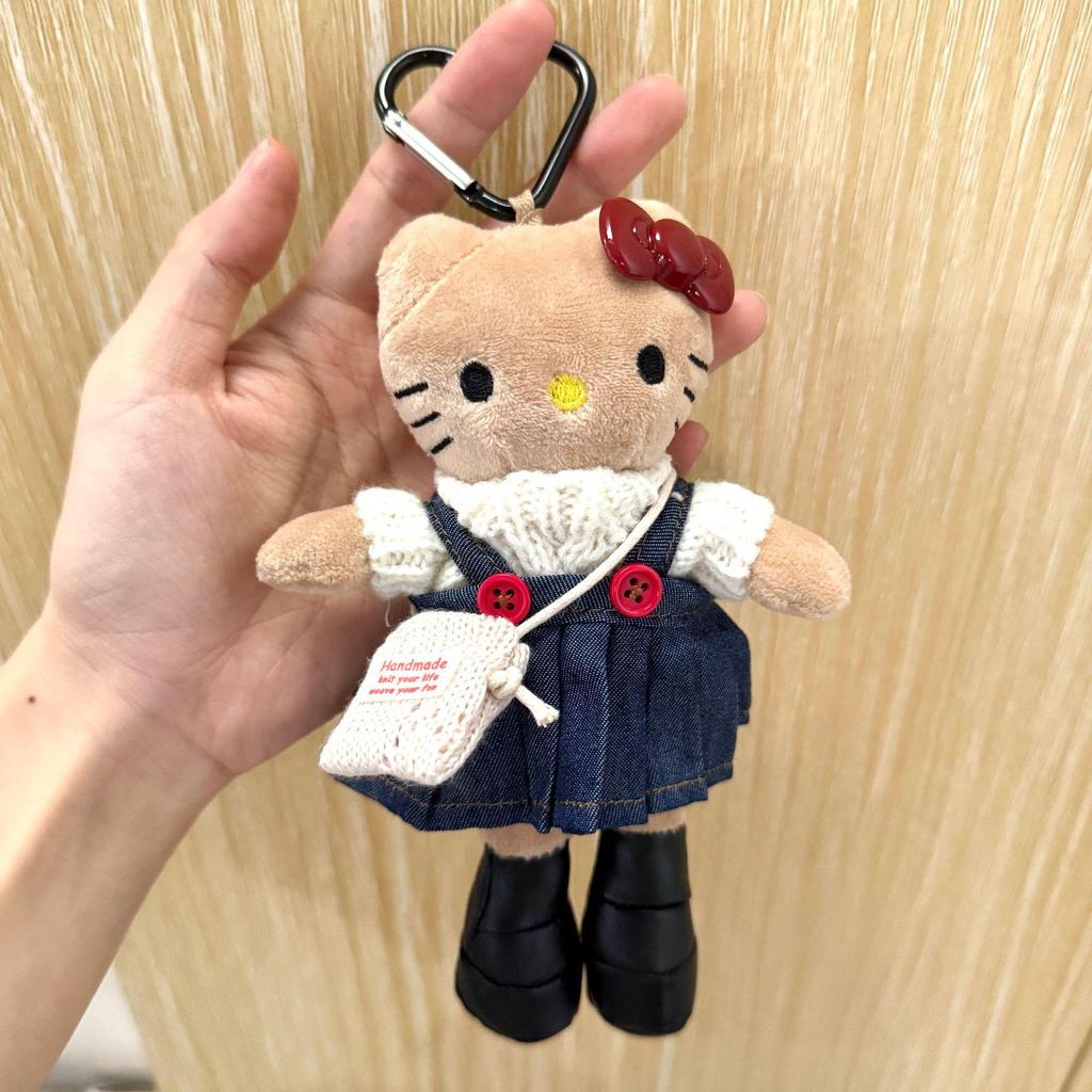 Cute Long-Legged Kitty Plush Pendant with Changeable Skirt - Ins Style Doll Keychain for Backpacks