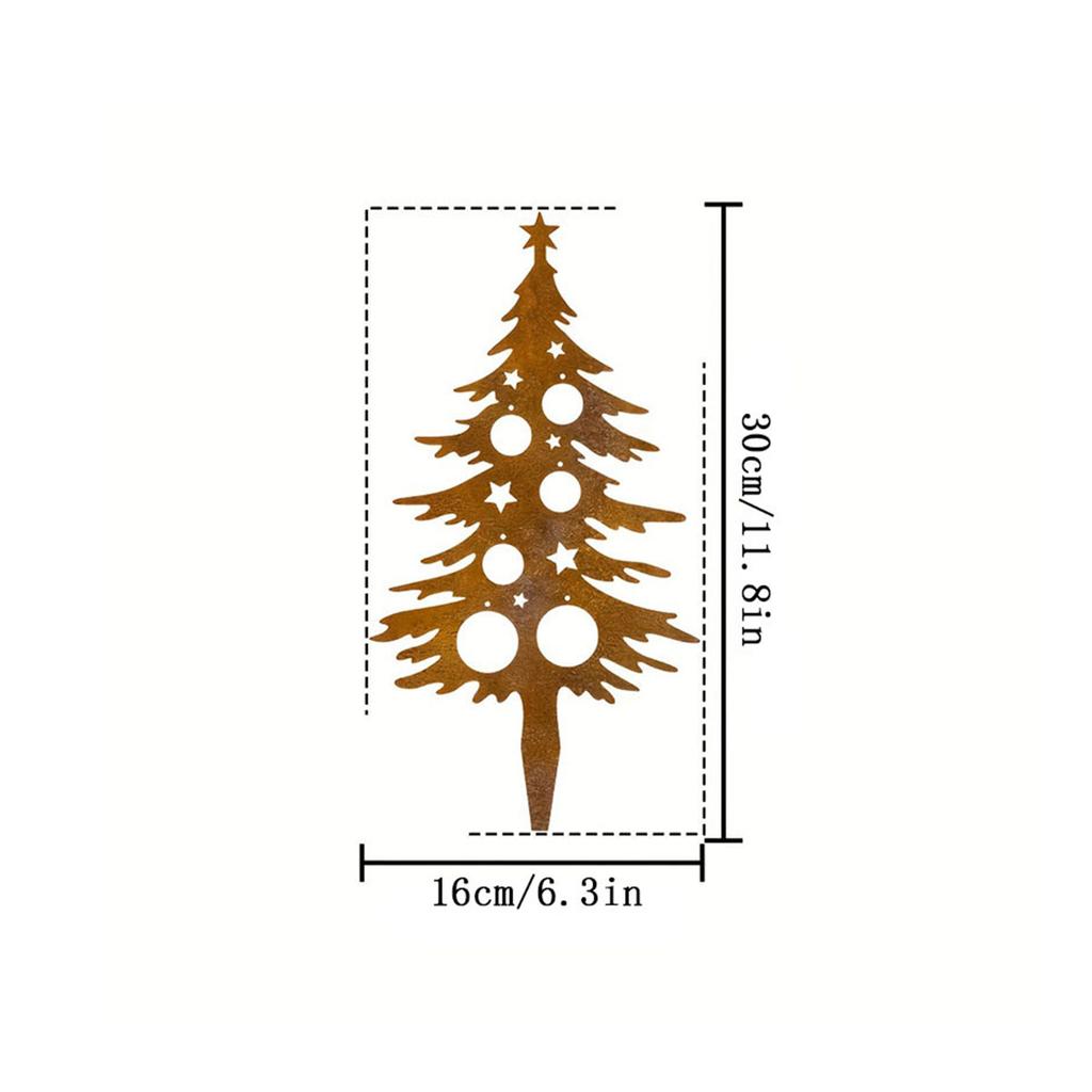 1Pc Iron Christmas Tree Garden Decoration Stake, Outdoor Decoration, with Star and Decorative Design, Suitable for Patio, Lawn, Porch or Fen