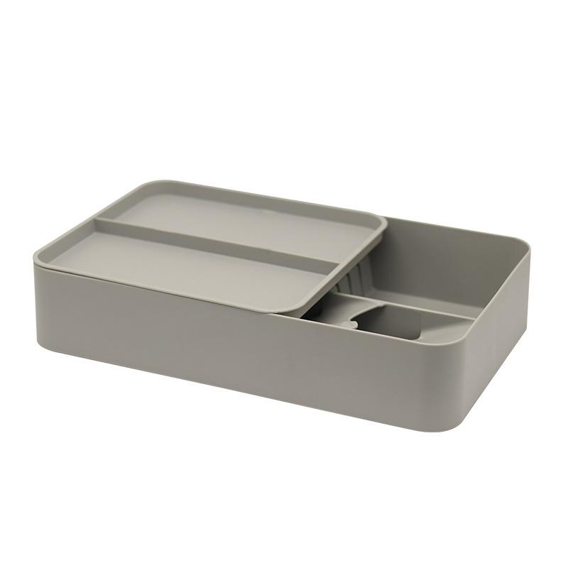

Ящик для хранения ящиков, ящик для хранения кухонных столовых приборов, ящик для столовых приборов, более двух слоев, многофункциональный органайзер для мусора, палочек для еды 39.5*24*8cm серый