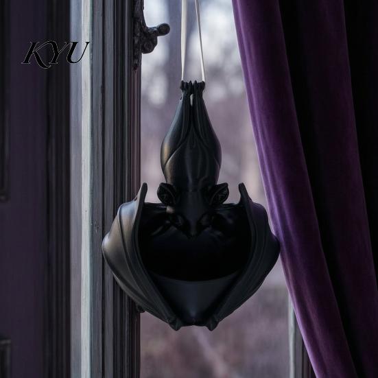 Alternative Gardening Accessories Hanging Bat Planter, Gothic Plant Pot, 3D Printed Unconventional Garden Supplies Halloween Planter for Trailing