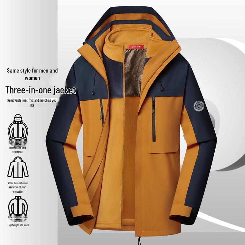 Pierre Cardin Unisex 3-in-1 Detachable Fleece-Lined Outdoor Jacket L