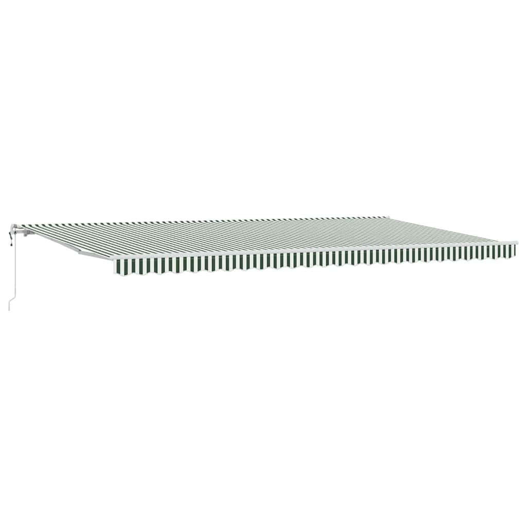Retractable Awning Green and White 600 x 350 cm