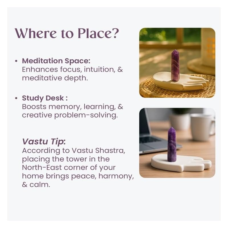 Astrotalk Amethyst Crystal Tower | Natural Amethyst Stone for Study,  &   | Vastu Items for Home Deco