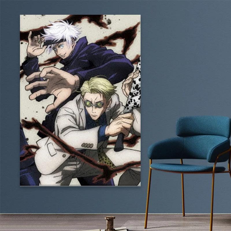 Solid Wood Frame Kento Nanami Satoru Gojo Jujutsu Kaisen Anime Canvas Painting Wall Art Poster Print Picture Living Room Decoration Home Decor