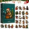 Christmas Calendar Raccoon Advent 2D Acrylic Ornament Decoration 24 Days Raccoon Ornament 2025 Countdown Calendar for Home