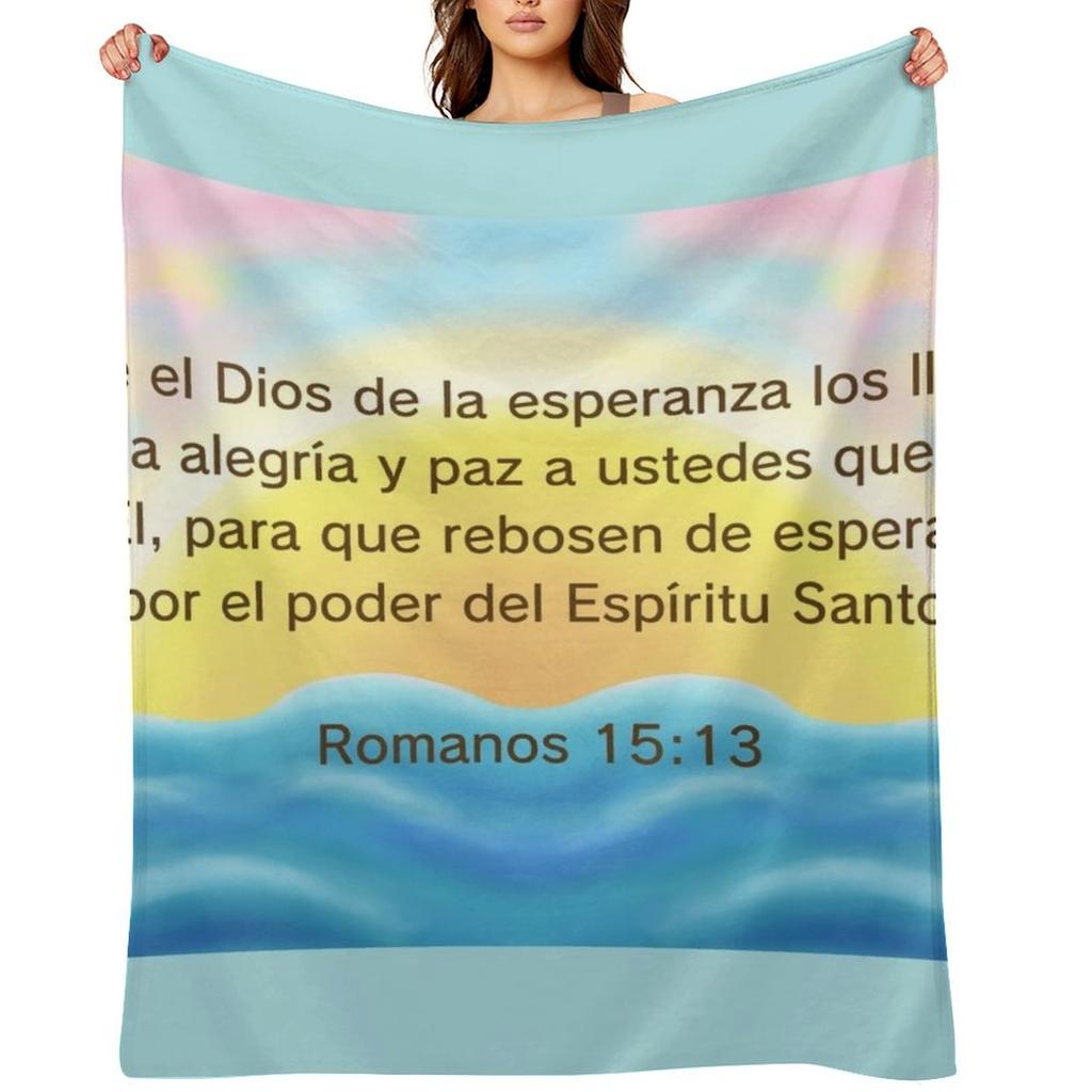 Alegre Colorida Puesta De Sol Con Versículo Bíblico Throw Blanket Tourist Decorative Throw Flannels Bed linens Blankets