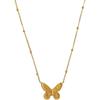 Golden butterfly element necklace female niche high-end sense fashion simple versatile bead collarbone chain for girlfriend jewelry