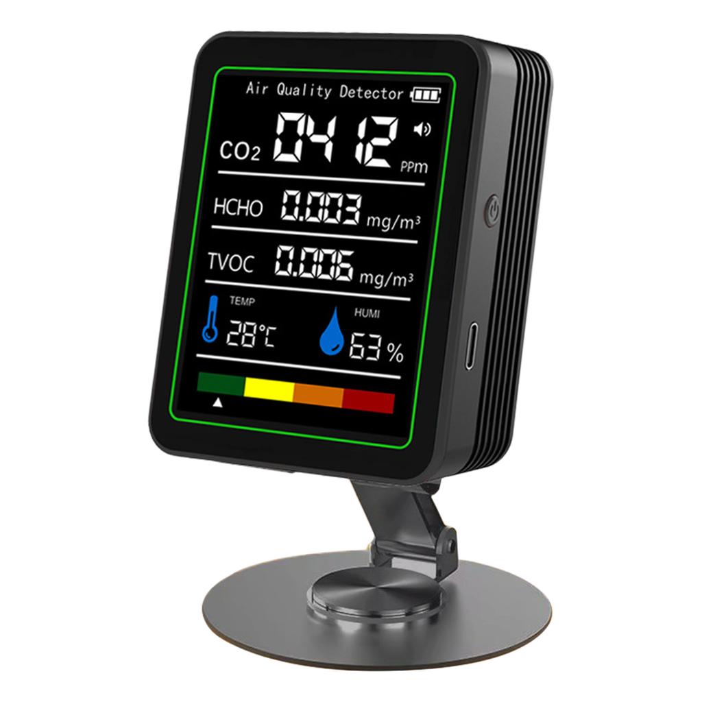 5 In 1 Carbon Dioxide Detector Digital Display Temperature Humidity Monitor CO 2 Air Quality Monitors for Formaldehyde Detecting