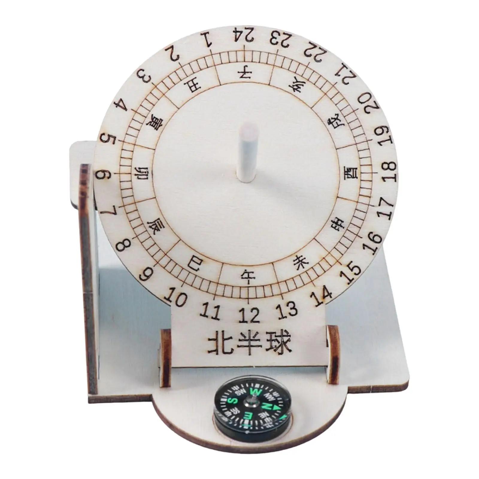 

1 Pcs Diy Equatorial Sundial Clock Wooden Scientific Model Teaching Aid Educational Toys For Kids Desk Craft Accessories