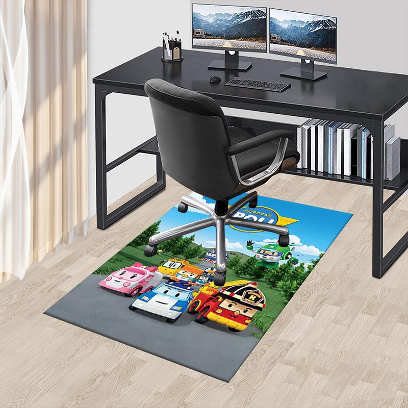 1pc Robocar Poli Adventure Carpet for Playroom Bedroom Living Room Sofa Home Decor,kids Game Area Rug Non-slip Floor Mat Y730158