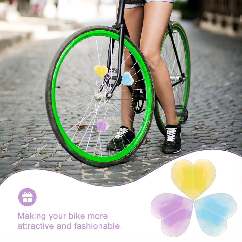 OUNONA Bicycle Wheel Spokes Decorative Heart Cute Character for Adults and Set of Plastic Decorations Accessories, Parts, Shape, Design, Stylish,