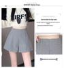 Women's Gray Retro Woolen Booty Shorts - Autumn/Winter Casual Straight Wide Leg Pants