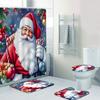 Merry Christmas Santa Claus Shower Curtain Bath Sets Non-Slip Bathroom Rug Toilet U With 12 Hooks bathroom decor and accessories