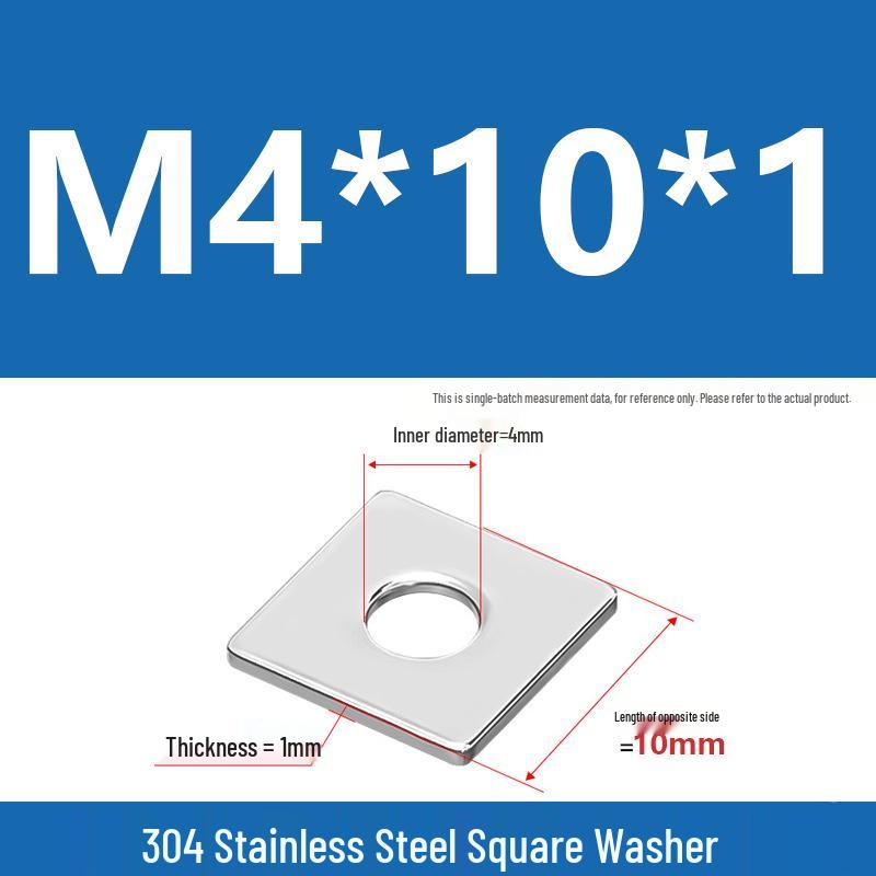 304 Stainless Steel Thickened Square Washer for Curtain Wall (M4-M16)