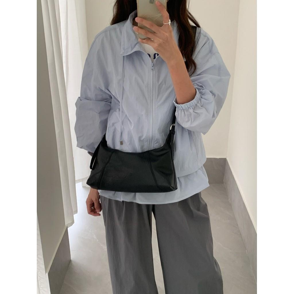 IELGY Soft Leather One-Shoulder Underarm Bag Spring Summer Simple All-Match Commuter Cross-Body Dumpling Bag