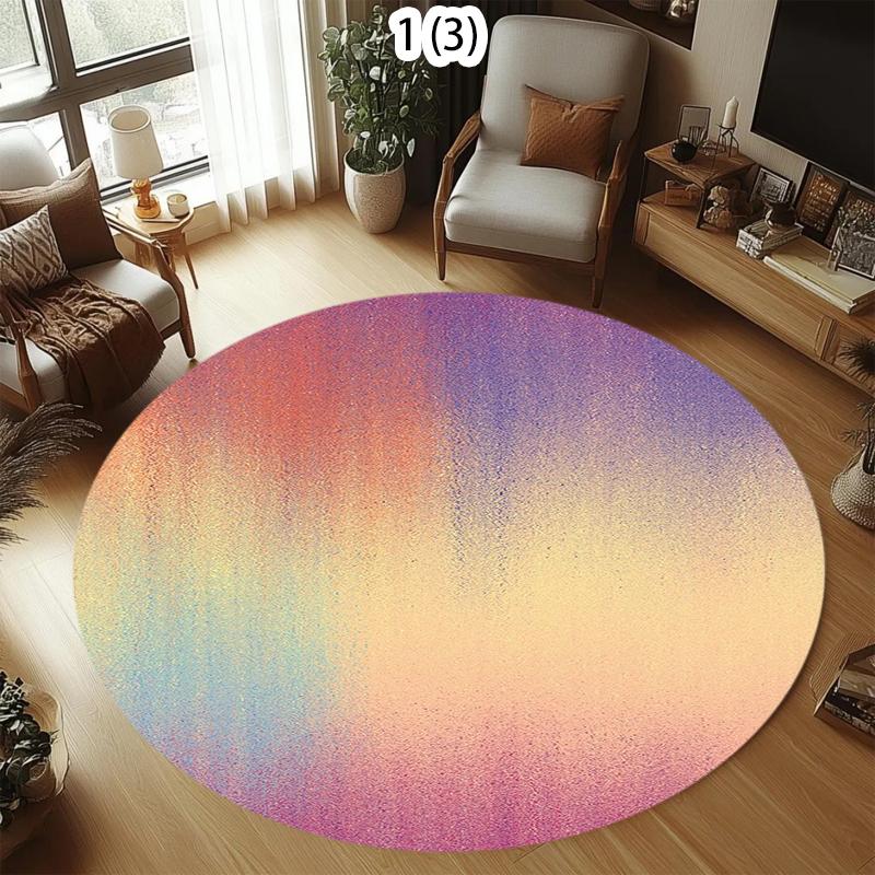 2D Modern Gradient Color Round Carpet Abstract Art Soft Stylish Decorative Area Rug for Living Room Bedroom Home Decor