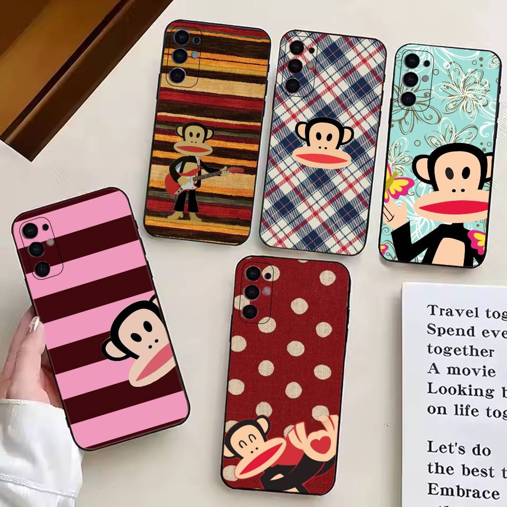 P-Paul F-Frank Fashion Phone Case Black Silicone Soft For Samsung S25,S24,S21,S22,S23,S30,Ultra,S20,Plus,Fe,Lite