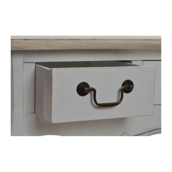 Console Classique en Bois Blanc et Plateau Bois Cérusé 0,000000 Gris