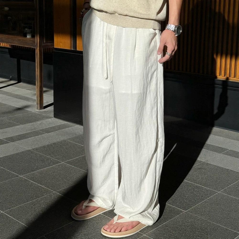 Linen old money wind pants men's and women's summer thin loose drape loose wide leg pants high sense scimitar casual pants