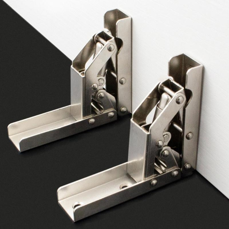 2Pcs 90 Degree Self-Locking Folding Hinge Door/Shelf Hinge Replacement Shelf Bracket Concealed Hinge Space Saving