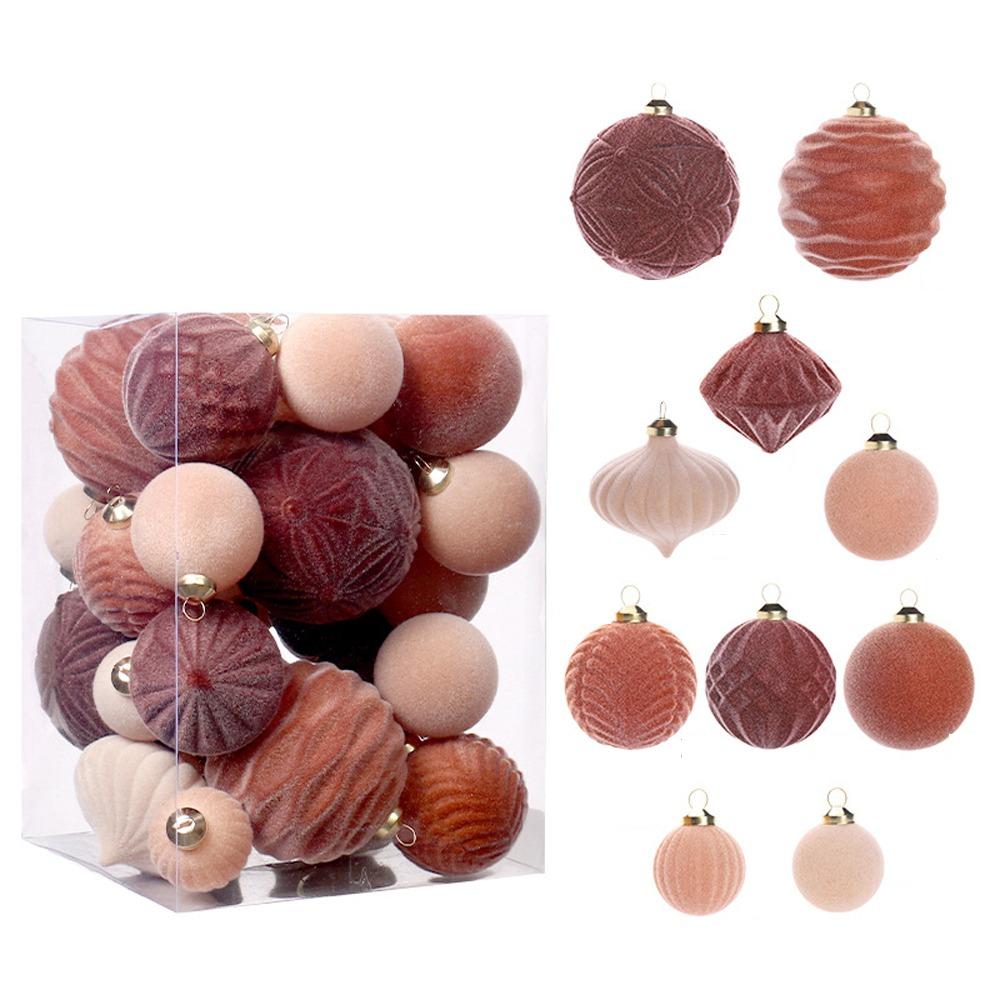 35pcs Flocked Christmas Velvet Ball Pendant Reusable Xmas Tree Ornaments  Xmas Party Favors