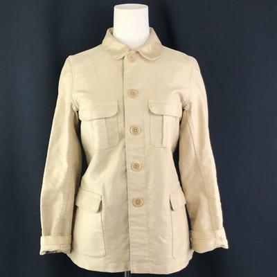 Fabricado na França Jaqueta de Algodão VETRA 16 Feminina S a M Bege Casaco Curto Roupa Exterior Bolsos com Aba(USADO)