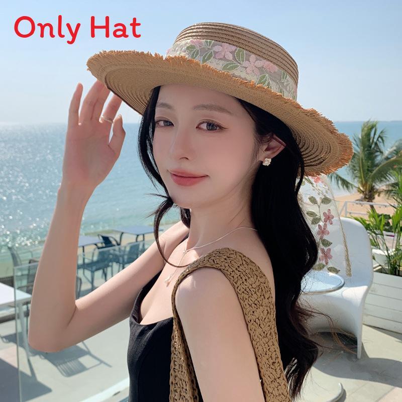 Summer Straw Hat For Women With Wide Brim Sunshade And Adjustable Fit For Beach Vacation