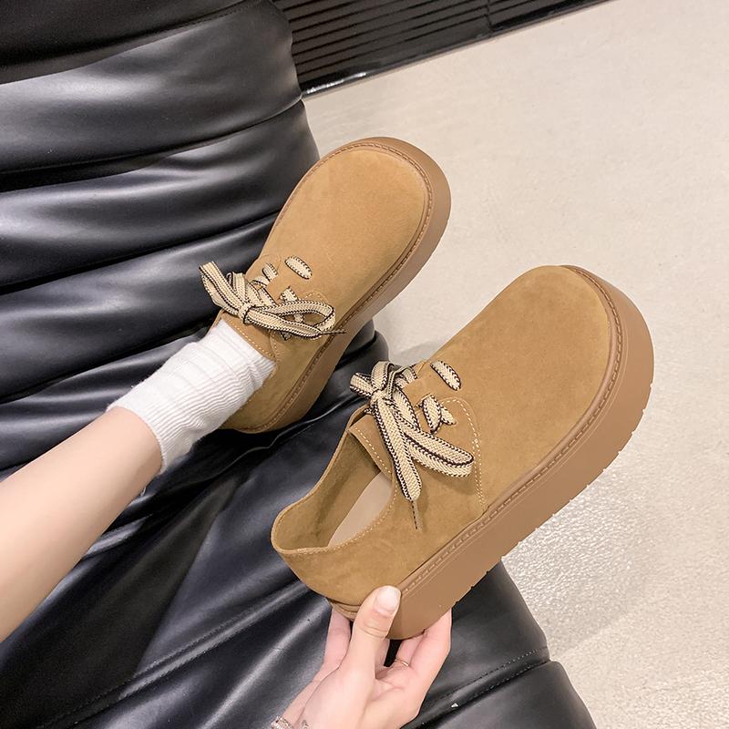 Platform Women Shoes Suede Lace-up Sneakers Autumn  Trend Brand New Designer Comfort Casual Walking Hot Sale