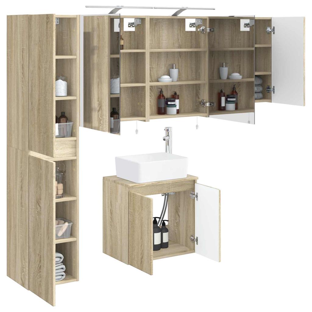 Bathroom Cabinet Set 5 Pcs Sonoma Oak 50 X 14.5 X 70 Cm