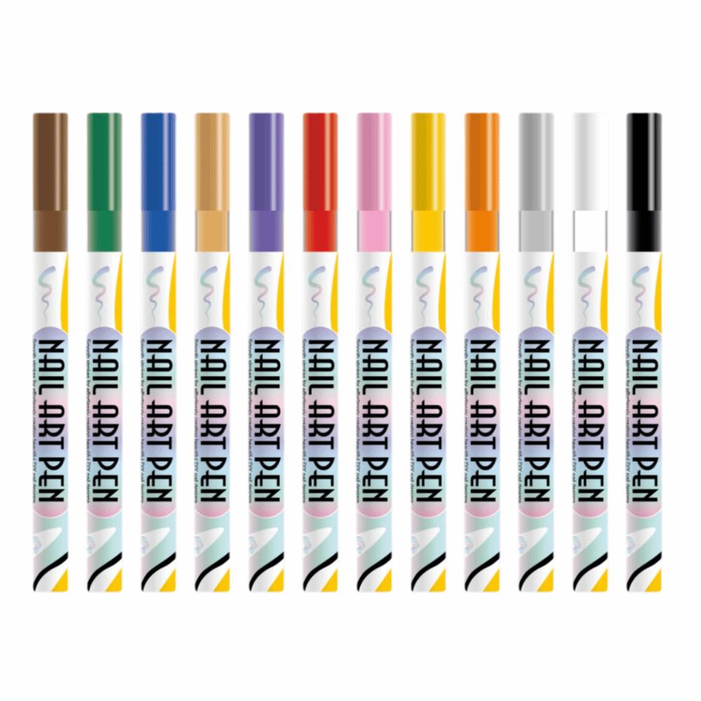 12 Colors DIY Nail Art Nail Marker Waterproof Nail Art Graffiti Pen Lines Doodle Pen  Manicure Tool 0.7mm