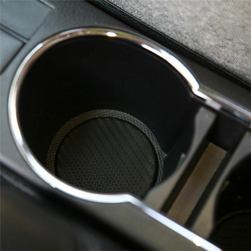 2Pcs Carbon Fiber Style Car Anti-Slip Water Cup Holder Mat Bottle Pad Coaster Non-Slip Car Mat Auto Stuff Gadget Car Accessories