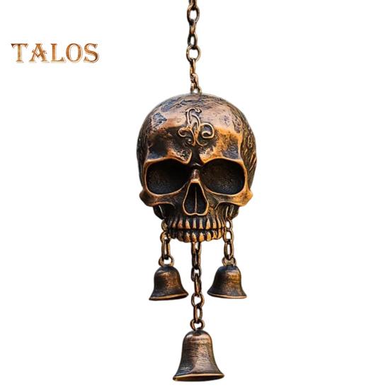 

Готический череп в виде колокольчика ветра, устойчивый к погодным условиям, для внутреннего и наружного использования, для сада, патио, металлический винтажный череп, подвесной колокольчик ветра, украшение на Хэллоуин D