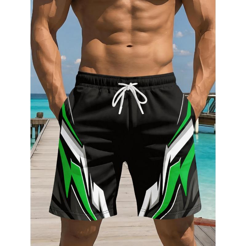 Pantalones Cortos de Baño Casuales con Cordón Estampado de Moda para Hombre, Pantalones Cortos de Natación y Fitness de Verano para Hombre