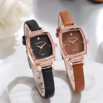 Damen PU Leder Uhr Damen Quarz Armbanduhren Weibliches Geschenk Uhr