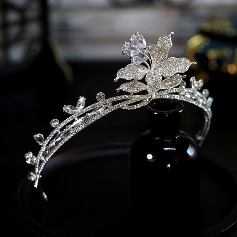 Korean New Style Luxurious and Atmospheric Flower Zircon Bride Wedding Crown Tiara Crown Tiara Hair Accessories