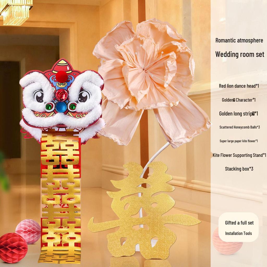 Wedding Decoration Set: Bride’s Bedroom, Living Room & Photography Props with Origami Lion Ornaments