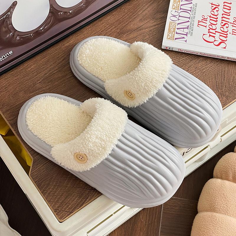 New Autumn and Winter Cotton Slippers Household Indoor Warmth Shoes Detachable Velvet and Anti slip Home Cotton Shoes