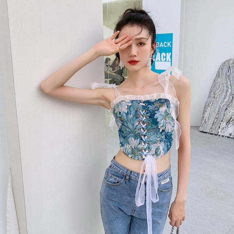 Top Colete Regata Estilo Retrô Feminino Com Barbatanas Modelador de Corpo Overbust Corpete Cobre a Gordura Com Alças de Tule Busto Completo Quadrado