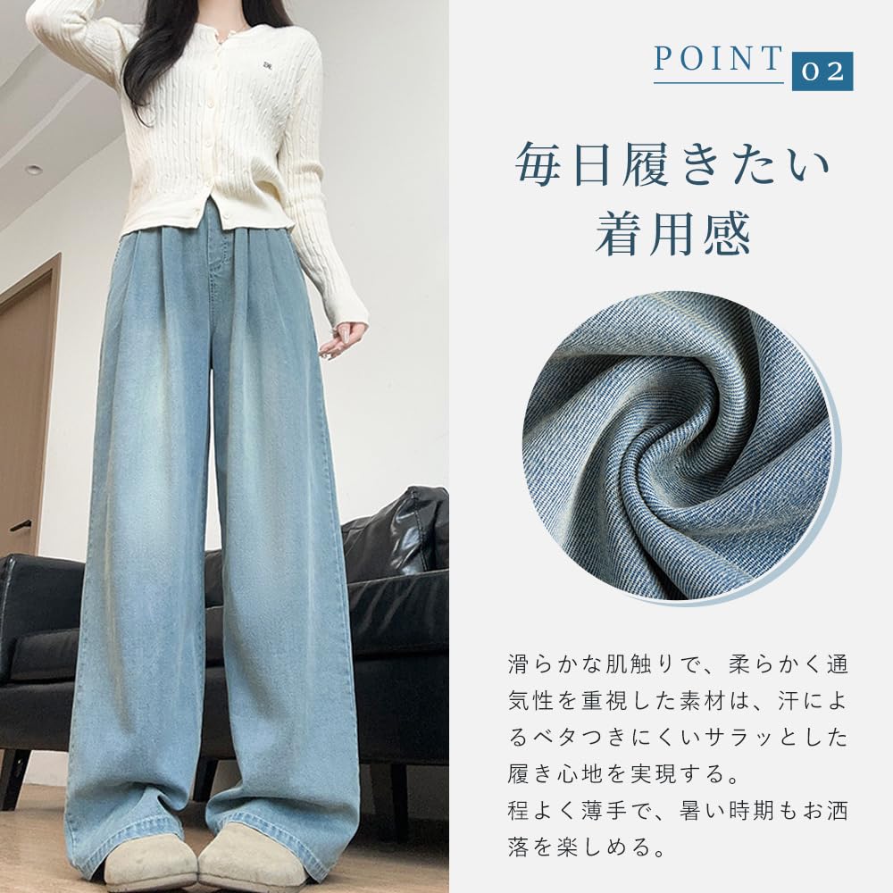 PAFHL Wide Leg Denim Loose Fits Petites Women's Jeans, Fit, Casual, Long, (083 Black, XL)