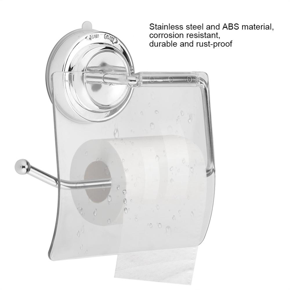 Edelstahl Kunststoff Toilettenpapierhalter Edelstahl Saugnapf Toilettenpapierhalter Wasserdicht Silber Transparent